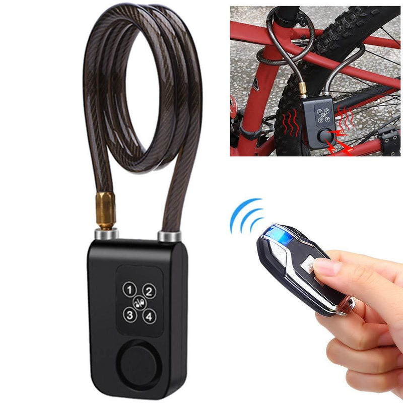  [AUSTRALIA] - Wsdcam Bike Lock Alarm with Remote Universal Security Alarm Lock System Anti-Theft Vibration Alarm for Bicycle Motorcycle Door Gate Lock 110dB,31.49 inch Cable Length, IP55 waterproof Alarm Cable Lock