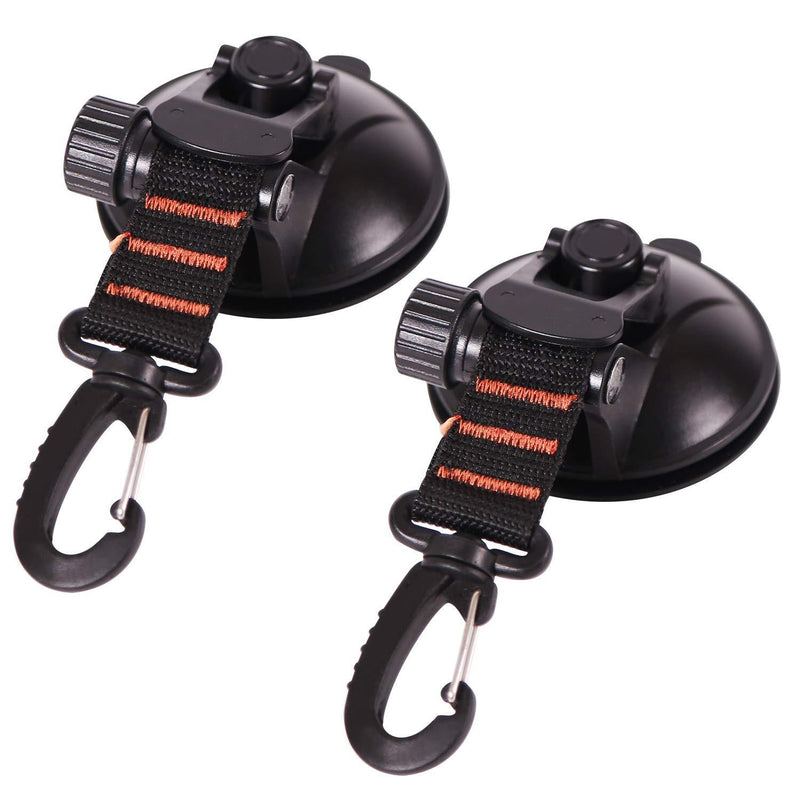  [AUSTRALIA] - REDCAMP Heavy Duty Suction Cup Anchor with Securing Hook Tie Down, Camping Tarp Accessory as Car Side Awning, 2 Pieces Black