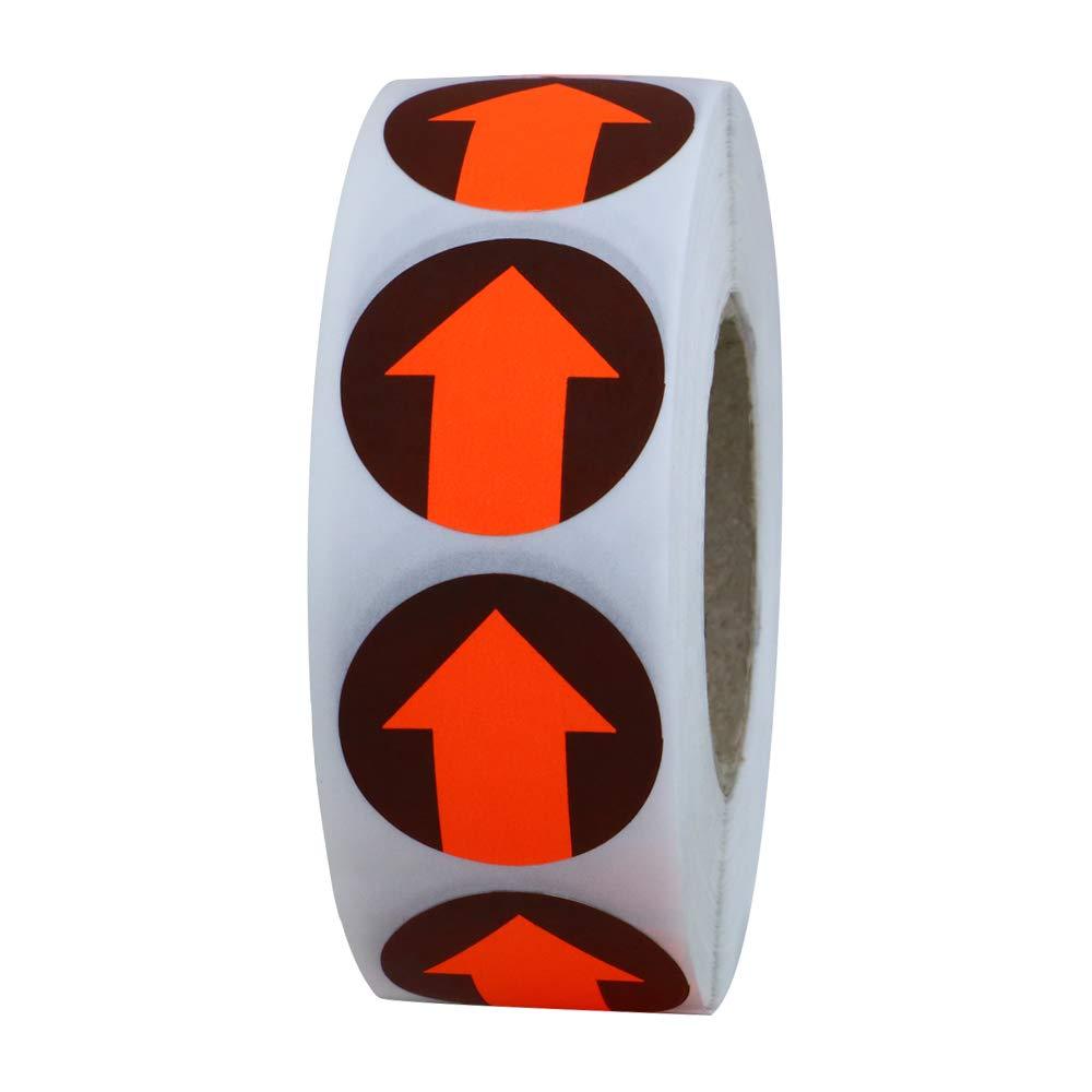 Hybsk 1 inch Arrow Dot Labels Fluorescent Red-Orange Imprint on Black Total 1,000 Labels Per Roll - LeoForward Australia