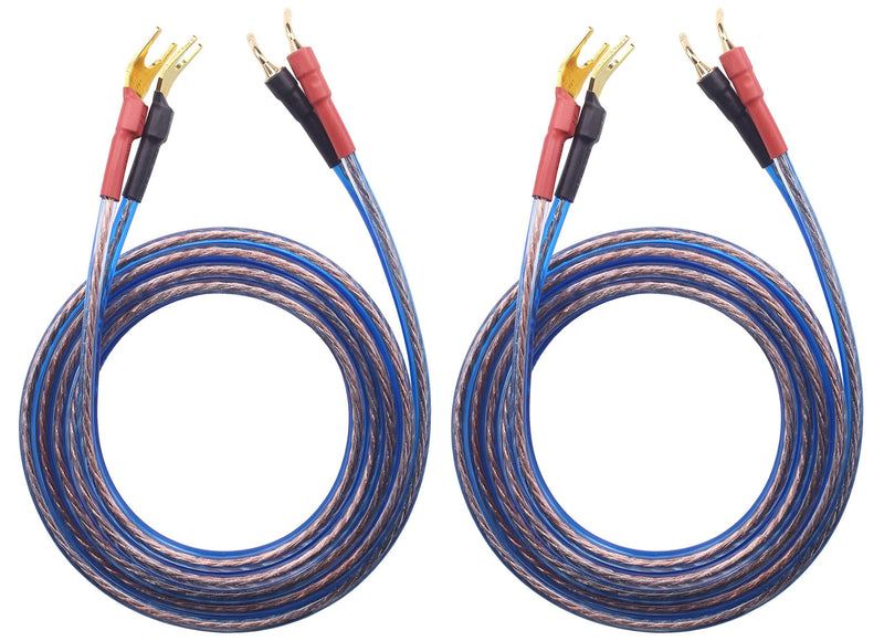 KK Cable YB-H 1pair Set(4 Spade Plug & 4 Pin Plug) HiFi OFC Speaker Wire, Spade Plug to Pin Type Plug. YB-H (1.5M(4.92ft)) 1.5M(4.92ft) - LeoForward Australia