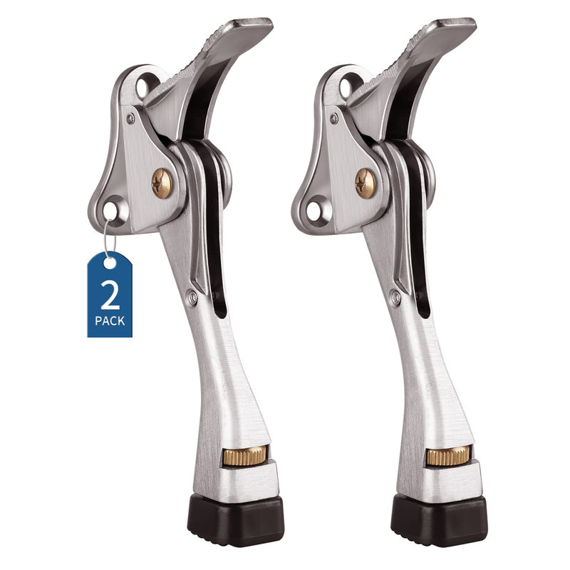 [AUSTRALIA] - Gotega Door Stopper, 2 Packs Kickdown Door Stop with One Touch Adjustable Height and Rubber Tip 4 Inches, Door Stops… 4 inch x 2 pack Satin Nickel