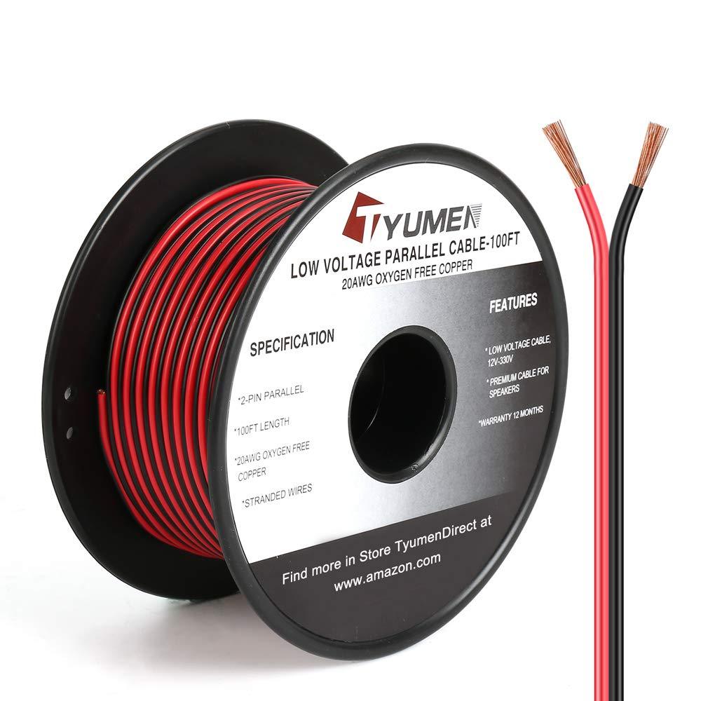 TYUMEN 100FT 20 Gauge 2pin 2 Color Red Black Cable Hookup Electrical Wire LED Strips Extension Wire, 20AWG OFC 12V/24V DC Extension Cable Wire Cord for Led Strips Single Color 3528 5050 - LeoForward Australia
