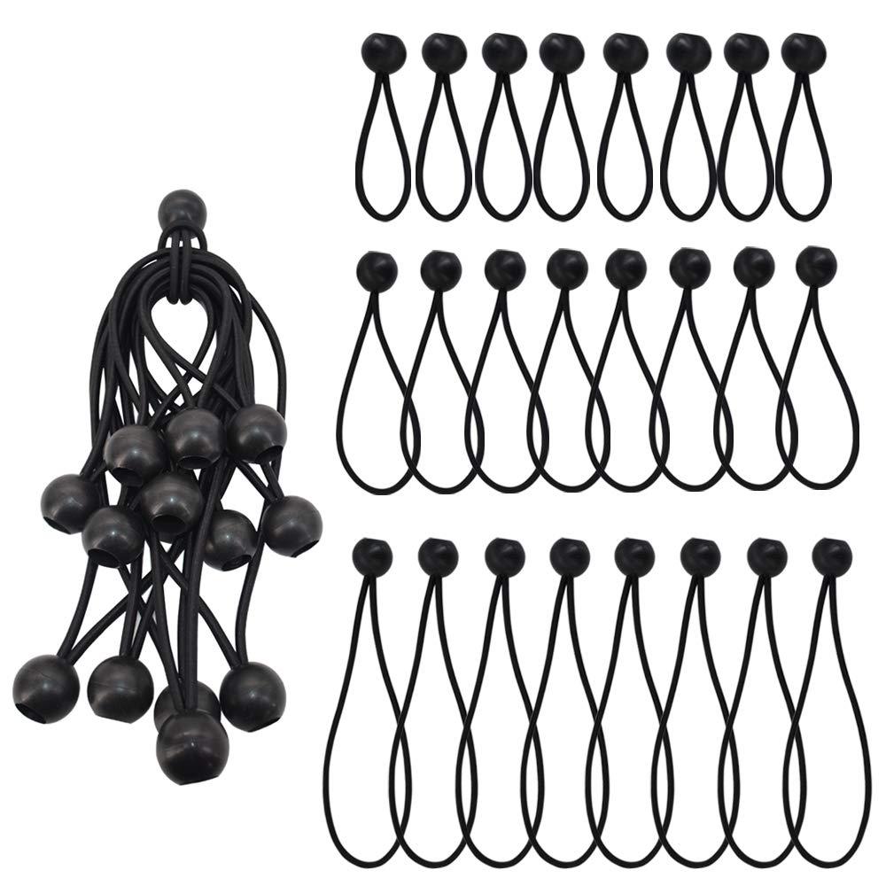  [AUSTRALIA] - Ball Bungee Cords,Tent Fix Rope,4 Inches,6 Inches,9 Inches Heavy Duty Bungee Cords for Tiebacks for Curtains 24 Piece
