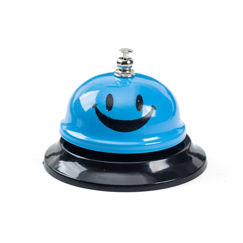  [AUSTRALIA] - ASIAN HOME Call Bell, 3.35 Inch Diameter, Metal Bell, Blue Smiley Face, Desk Bell Service Bell for Hotels, Schools, Restaurants, Reception Areas, Hospitals, Customer Service, Blue (1 Bell) 1