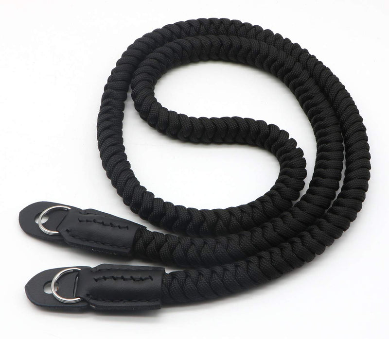  [AUSTRALIA] - HITHUT Paracord Woven Camera Neck Shoulder Strap Belt Hand Made For Canon Nikon Sony Olympus Pentax Fujifilm Panasonic SLR DSLR Digital Mirrorless Cameras 42 inch Black 105cm/42inch