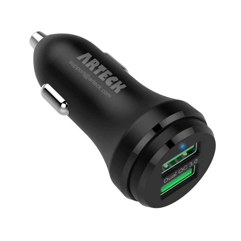 Car Charger, Arteck 40W 2 Quick Charge 3.0 USB Port Adapter with Dual QC 3.0, Compatible iPhone 13, 13 Pro, 13 Pro Max, 13 Mini, 12, 12 Pro, 11, Xs Xs Xr X 8 7 Plus, iPad, Samsung Galaxy Note And More - LeoForward Australia