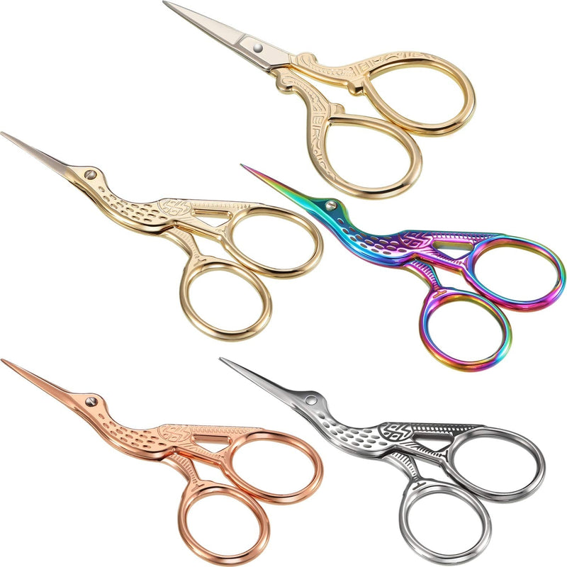  [AUSTRALIA] - 5 Pieces Stainless Steel Tip Classic Stork Scissors Crane Design 3.6 Inch Sewing Dressmaker Scissors for Embroidery, Craft, Needle Work, Art Work or Everyday Use (Style A)