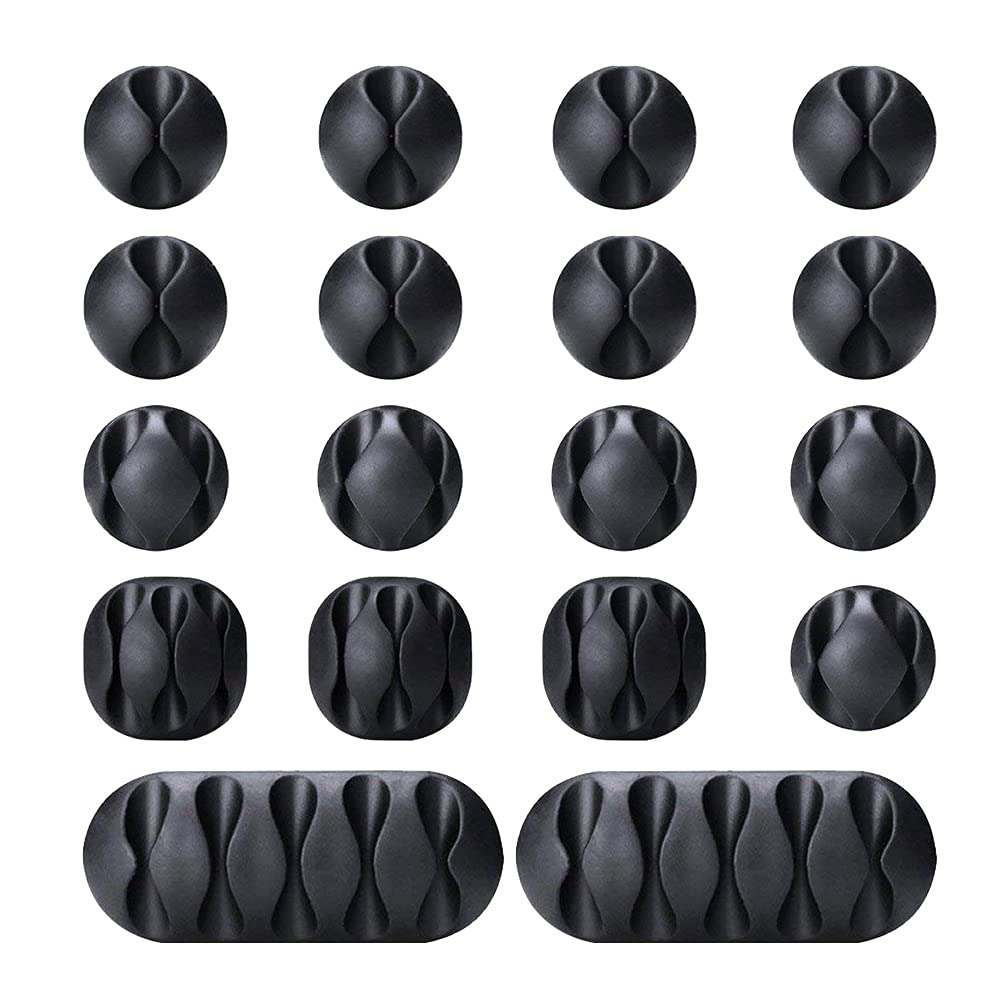  [AUSTRALIA] - 18 Pcs Black Cable Clips, Viaky Strong Adhesive USB Wire Organizer Desktop Cable Organizer Soft Silicone Wire Holder Multipurpose Cord Management Accessories for Home and Office