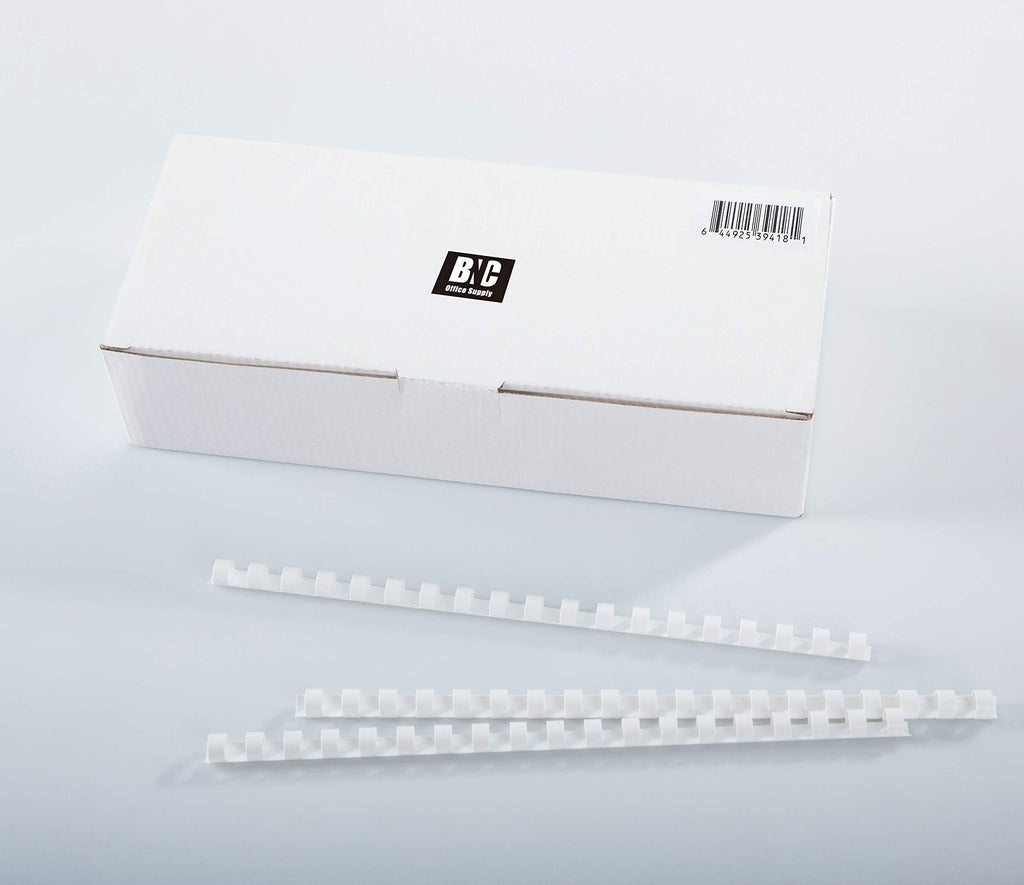  [AUSTRALIA] - BNC 19 Rings Letter Size Plastic Comb Bindings White Color Pack of 100 10mm (3/8") 10mm (3/8") White Color