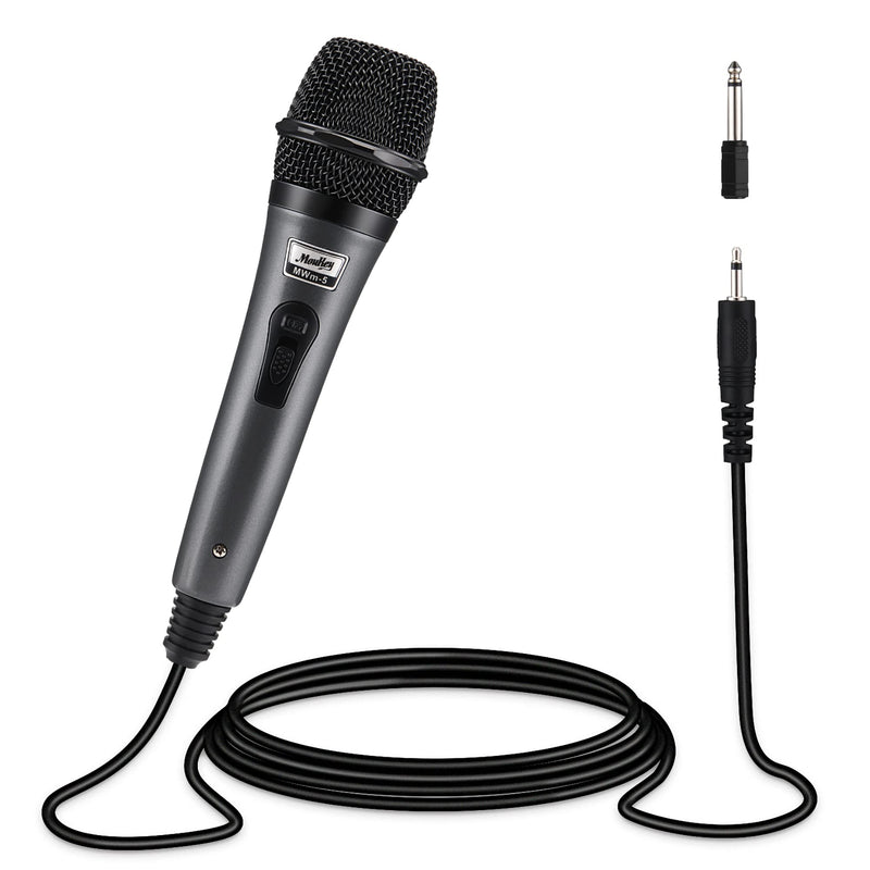  [AUSTRALIA] - Moukey Dynamic Microphone, Karaoke Microphone with 13 ft Cable, Metal Handheld Cardioid Wired Mic, Microphone for Singing/Stage/Christmas Party, Compatible w/Karaoke Machine/PA System/Amp/Mixer, Grey Gray