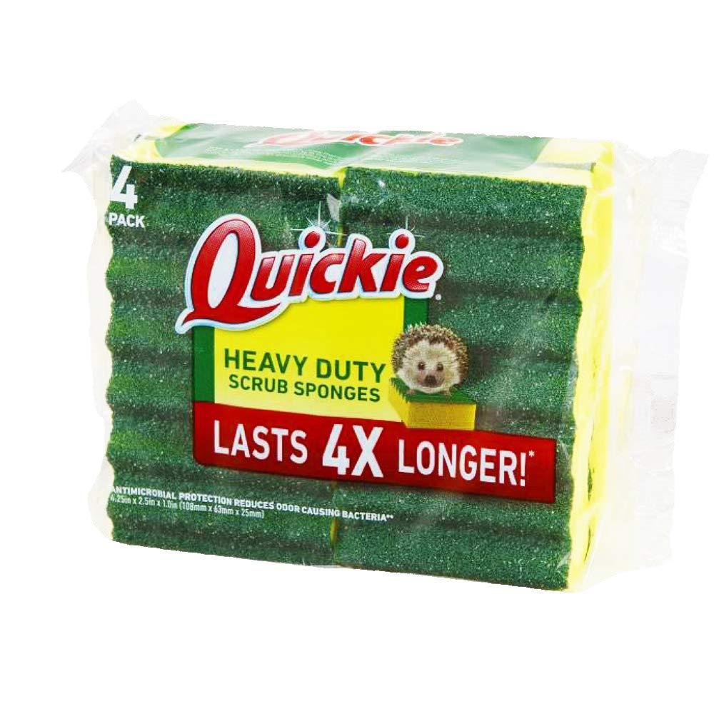 Quickie 2052213 Scrubbing Sponge, Pack of 4, Long Lasting, Heavy Duty, Kitchen and Bathroom Scrubbing Sponge Heavy-Duty Sponge 4-Pack - LeoForward Australia