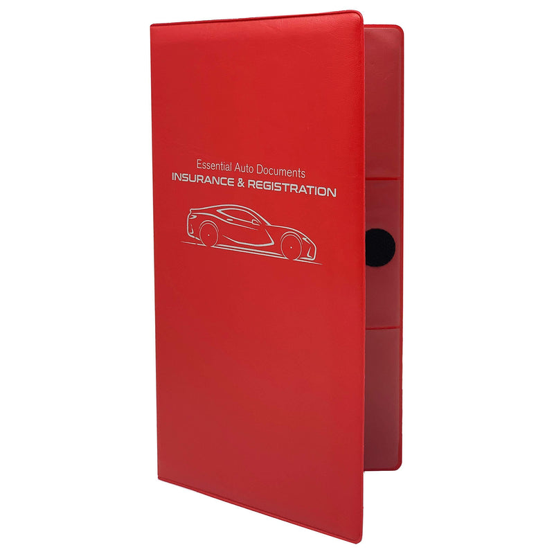  [AUSTRALIA] - Deluxe Car Insurance and Registration Card Holder - Premium Quality Automobile Essential Documents Wallet, Red