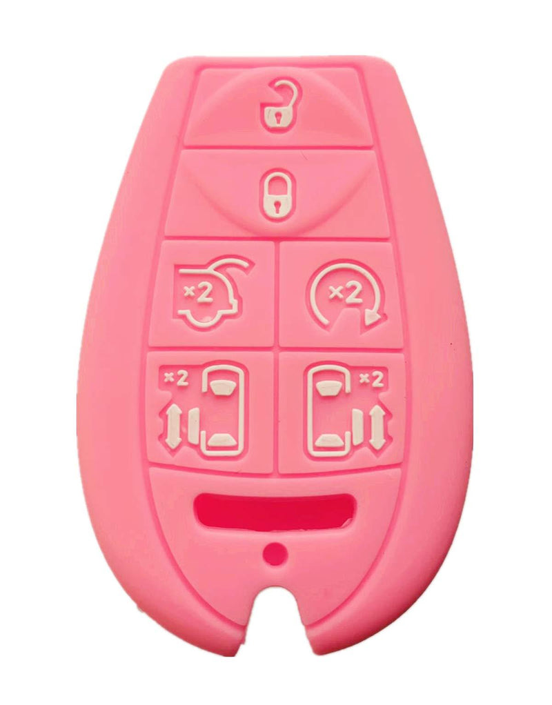 Rpkey Silicone Keyless Entry Remote Control Key Fob Cover Case protector Replacement Fit For Dodge Grand Caravan Volkswagen Routan M3N5WY783X 2701A-C01C 68043594AA 68043594 AA(Pink) - LeoForward Australia