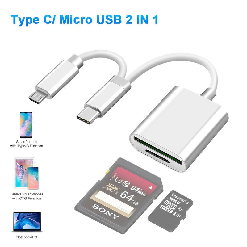 USB C to SD/MicroSD Card Reader Type C/Micro USB OTG Adapter Aluminum TF Card Memory Card Reader Camera reader Drive Recorder Video Reader Trail Cam Viewer for Android Tablets/PC/Laptop/phones/samsung - LeoForward Australia
