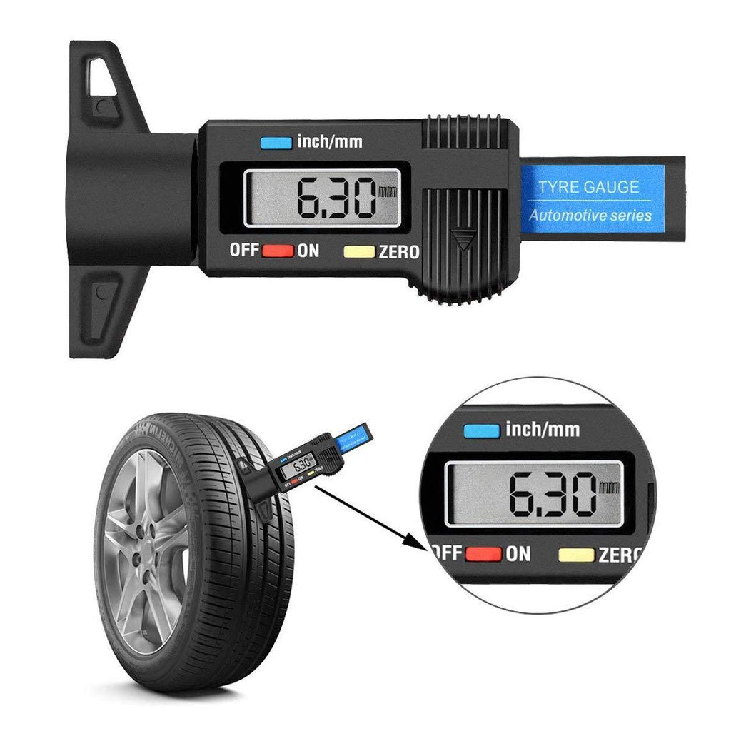  [AUSTRALIA] - Digital Tire Tread Depth Gauge with Large LCD Display Metric/Inch Conversion 0-25.4mm Measuring Tool for Car Motorbike Trucks Vans