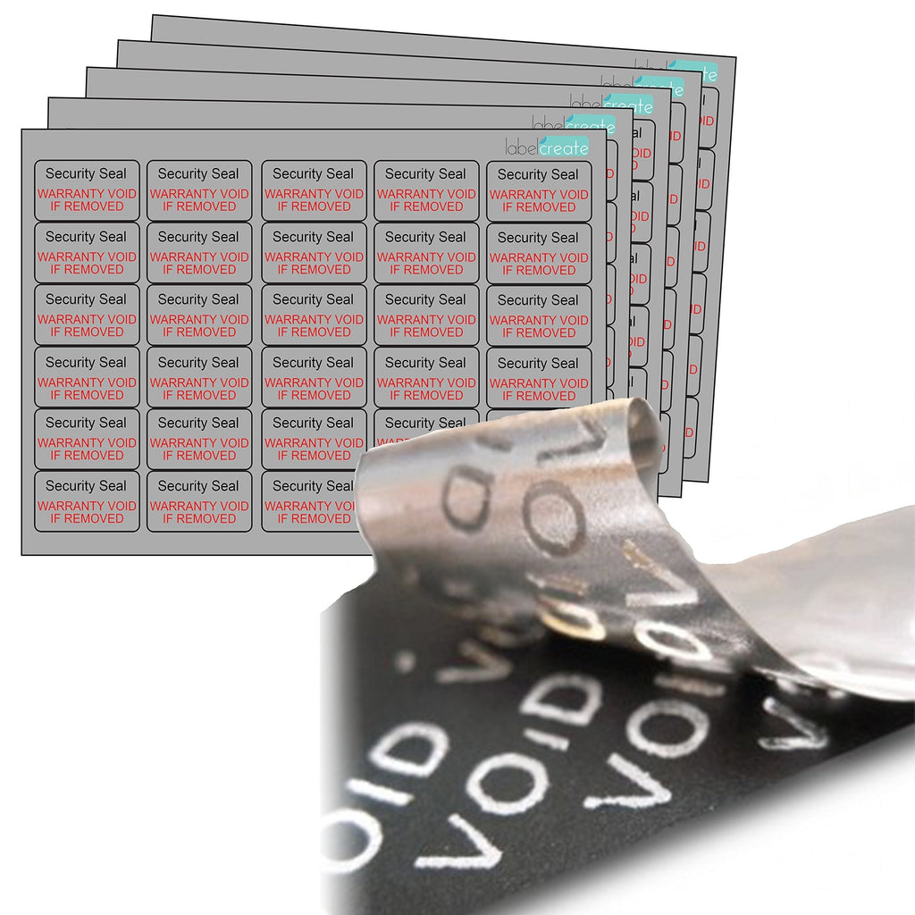 240x Void FACE Material Security Seals. Security Tamper Evident Labels."Warranty Void If Removed". Matt Silver Metallic Polyester Stickers. - LeoForward Australia