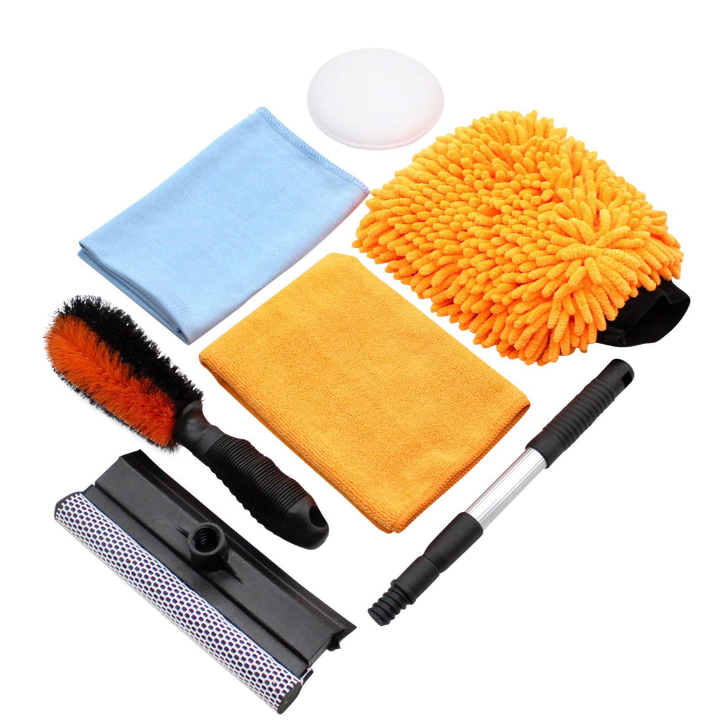  [AUSTRALIA] - SCRUBIT Car Cleaning Tools Kit by Scrub it- Squeegee Car Wash Brush, Wheel Brush, Microfiber wash mitt and Cloth - for Your Next Vehicle wash and Wax with Our 6 PC Cleaning Accessories