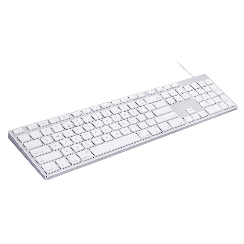 Aluminum USB Wired Keyboard with Numeric Keypad for Apple Mac Pro, Mini Mac, iMac, iMac Pro, MacBook Pro/Air Silver - LeoForward Australia