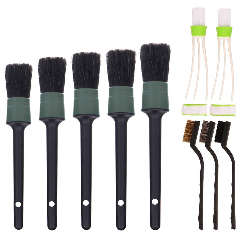  [AUSTRALIA] - SUBANG 10 Pieces Car Cleaner Brush Set Including Detail Brush (Set of 5),3 pcs Wire Brush and 2 pcs Automotive Air Conditioner, Auto Detailing Brush for Cleaning Wheels, Interior, Exterior, Leather gray
