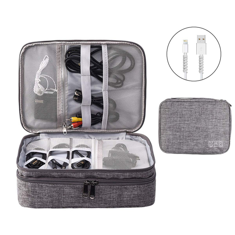  [AUSTRALIA] - Electronics Organizer, OrgaWise Electronic Accessories Bag Travel Cable Organizer Three-Layer for iPad Mini, Kindle, Hard Drives, Cables, Chargers (Three-Layer-Grey) Three-Layer-Grey
