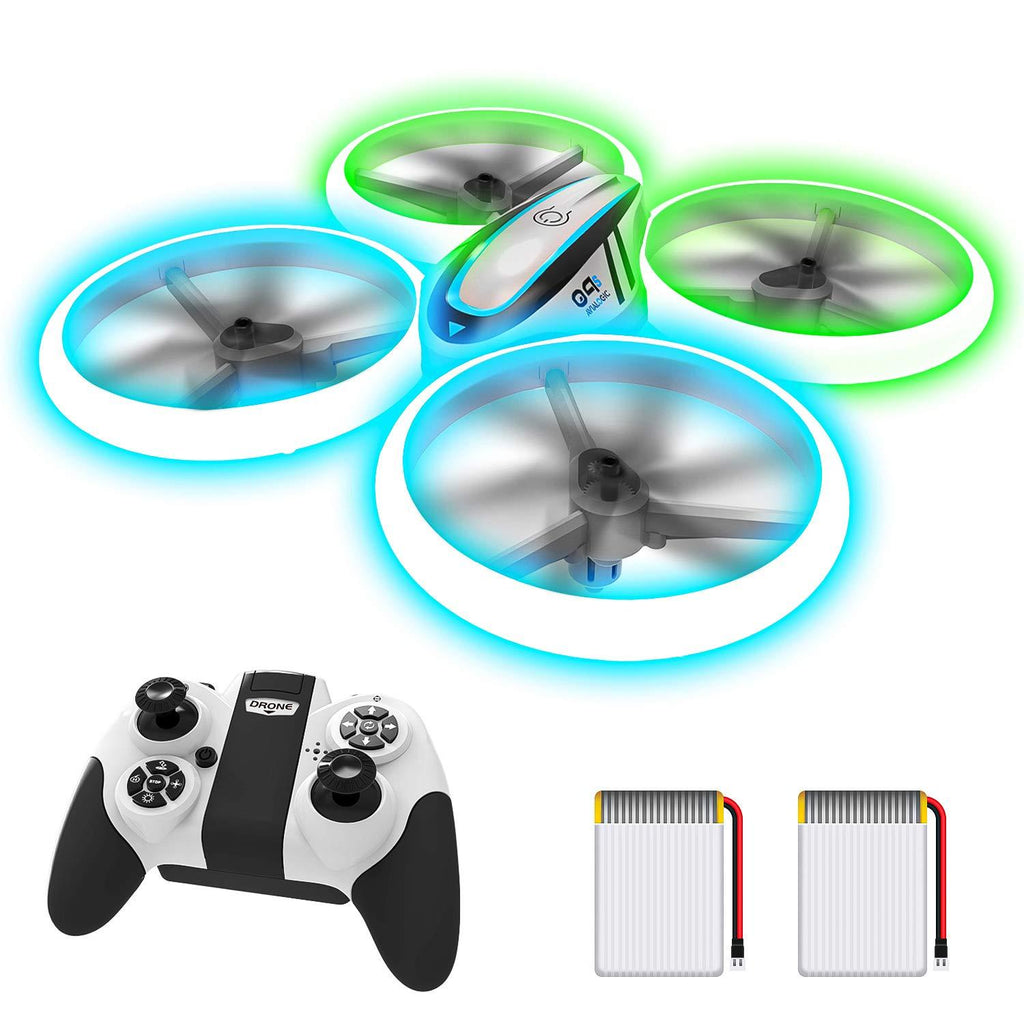  [AUSTRALIA] - HASAKEE Q9s Drones for Kids,RC Drone with Altitude Hold and Headless Mode,Quadcopter with Blue&Green Light,Propeller Full Protect,2 Batteries and Remote Control,Easy to fly Kids Gifts Toys for Boys and Girls white