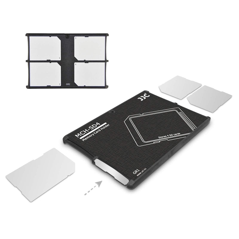  [AUSTRALIA] - 4 Slots Memory Card Case Holder Organizer Storage for SD Cards Slim Ultra-Thin Credit Card Size Lightweight Portable SD SDHC SDXC Memory Card Carrying Case 4 SD Card Slots