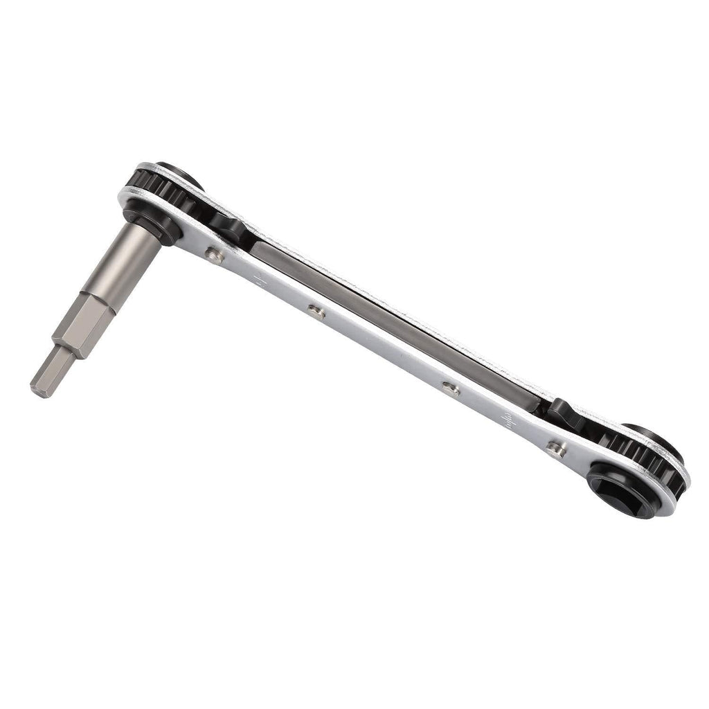  [AUSTRALIA] - Ratchet Wrench WADEO Ratcheting Service Wrench 3/8” to 1/4” with Hex Bit Adapter for Air Conditioning, Refrigeration Equipment, Equipment Repair