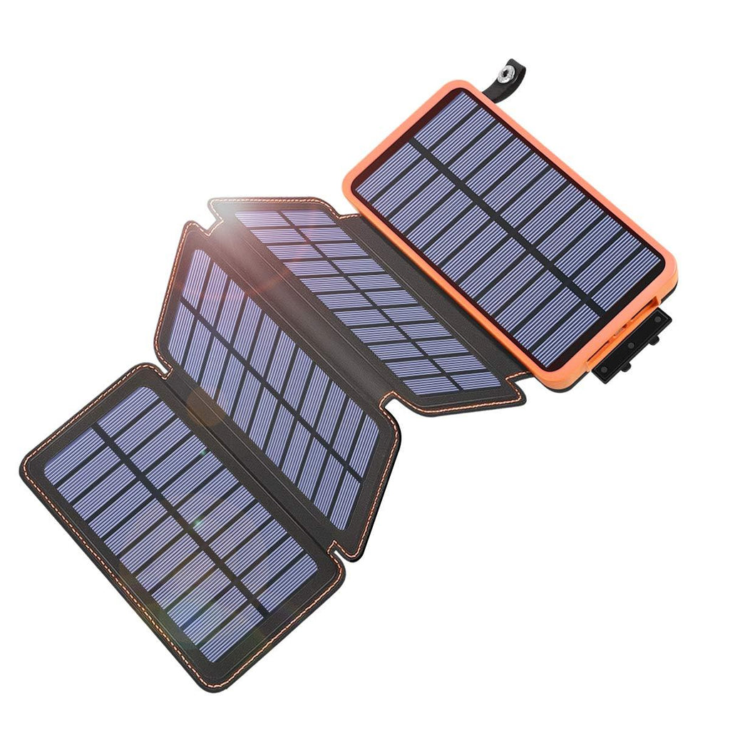 Solar Charger 25000mAh, Tranmix Portable Solar Phone Charger with 4 Solar Panels, High Capacity Solar Power Bank External Battery Pack for Smart Phones, Tablets and Hiking, Camping Orange - LeoForward Australia