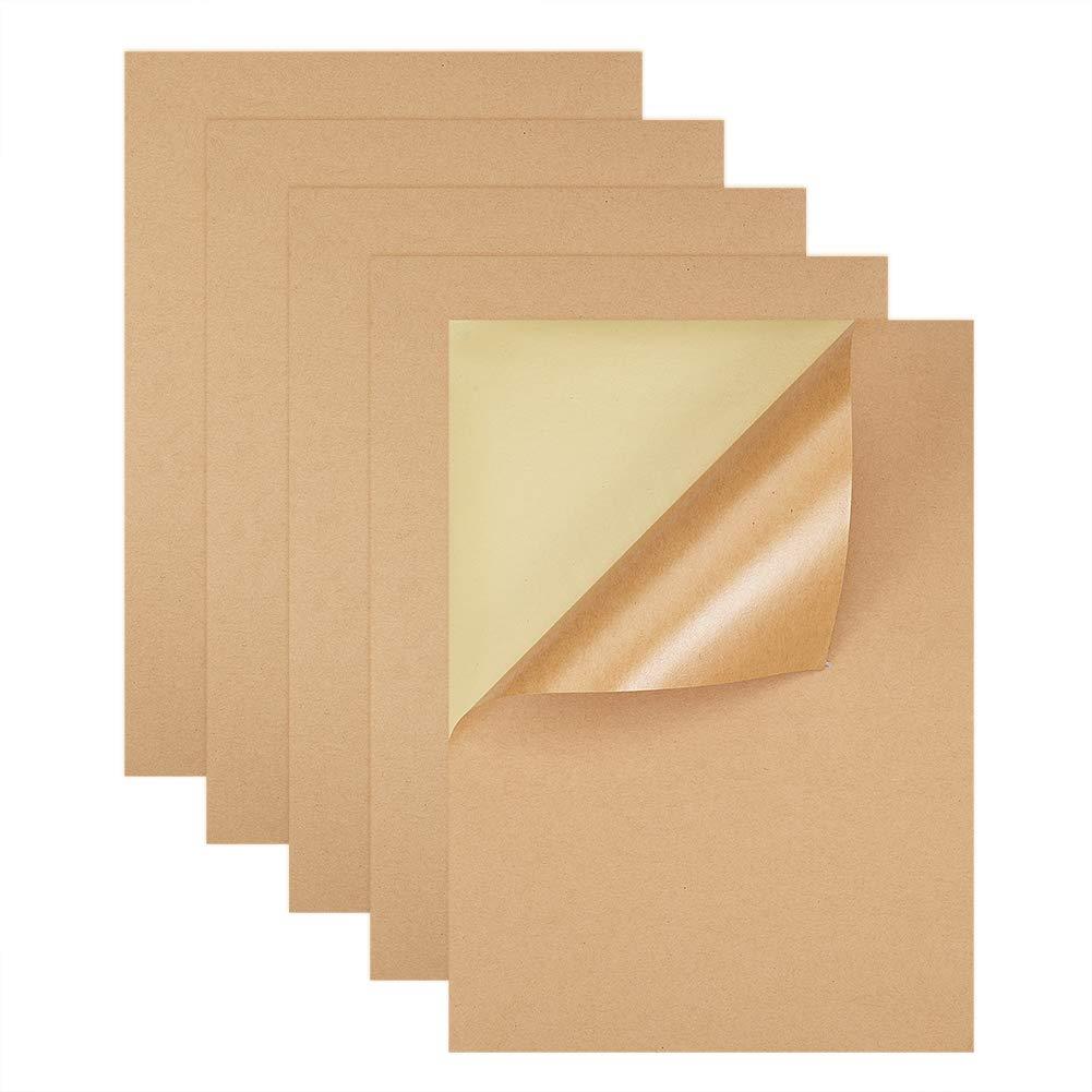 BENECREAT 50 Sheets A4 Size Brown Kraft Label Stickers Self-Adhesive Writable and Printable Full Sheet Labels for Decoration, Party Favors and Craft Project - LeoForward Australia