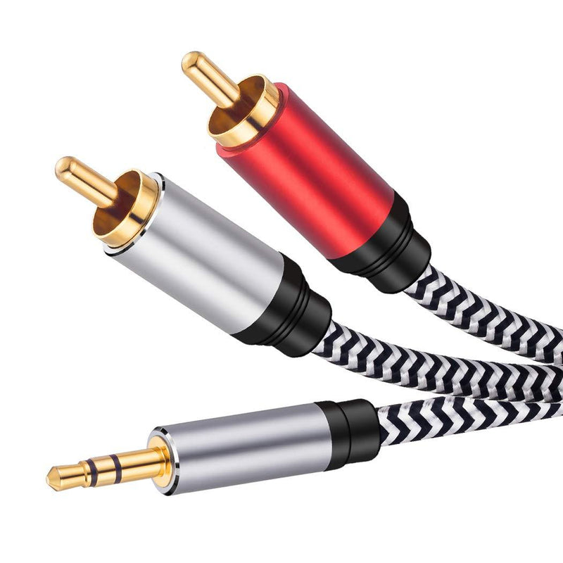 RCA Cable 30 ft, JewMod 3.5mm Male to 2RCA Male Stereo Audio Adapter Cable Nylon Braided AUX RCA Y Cord for Smartphones, MP3, Tablets, Speakers, HDTV and More 30 Feet - LeoForward Australia