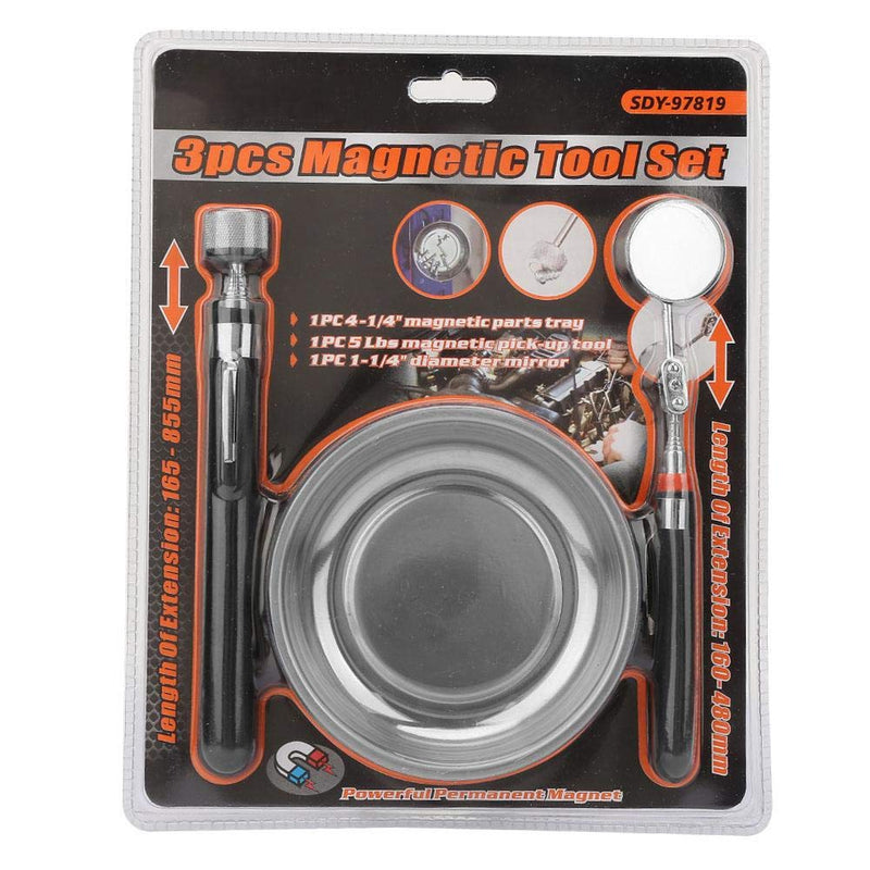 Magnetic Tool Set Screw Tray Telescopic Pickup Tool Inspection Mirror Magnetic Parts Tray 3pcs Magnetic Utility Tools to Pick Up Small Iron Parts - LeoForward Australia