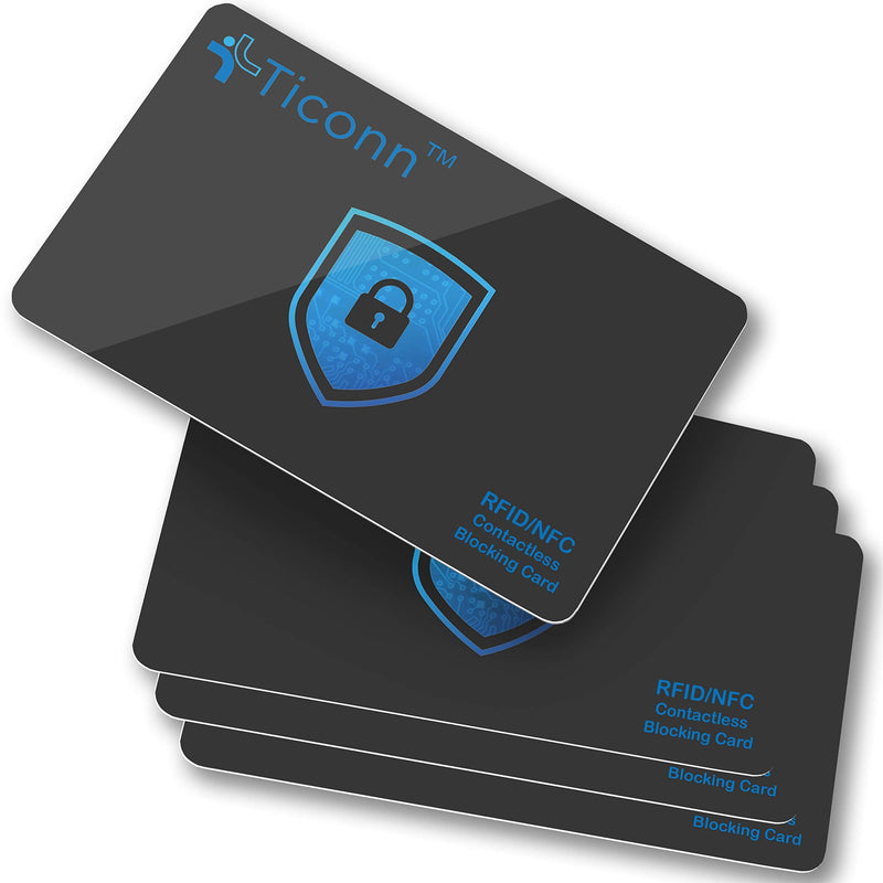 [AUSTRALIA] - TICONN RFID Blocking Cards - 4 Pack, Premium Contactless NFC Debit Credit Card Passport Protector Blocker Set for Men & Women, Smart Slim Design Perfectly fits in Wallet/Purse (4)