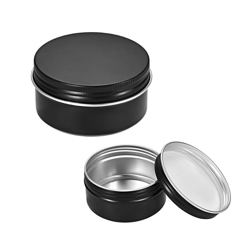  [AUSTRALIA] - uxcell 2.7 oz Round Aluminum Cans Tin Can Screw Top Metal Lid Containers for Crafts, Cosmetic, Candies Black 80ml 12pcs