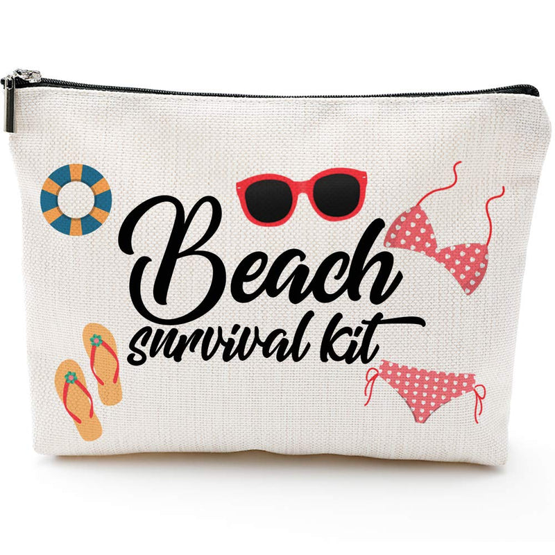 Beach Survival Kit Cosmetic Bag for Women,Adorable Roomy Makeup Bags Travel Waterproof Toiletry Bag Accessories Organizer Gifts - LeoForward Australia