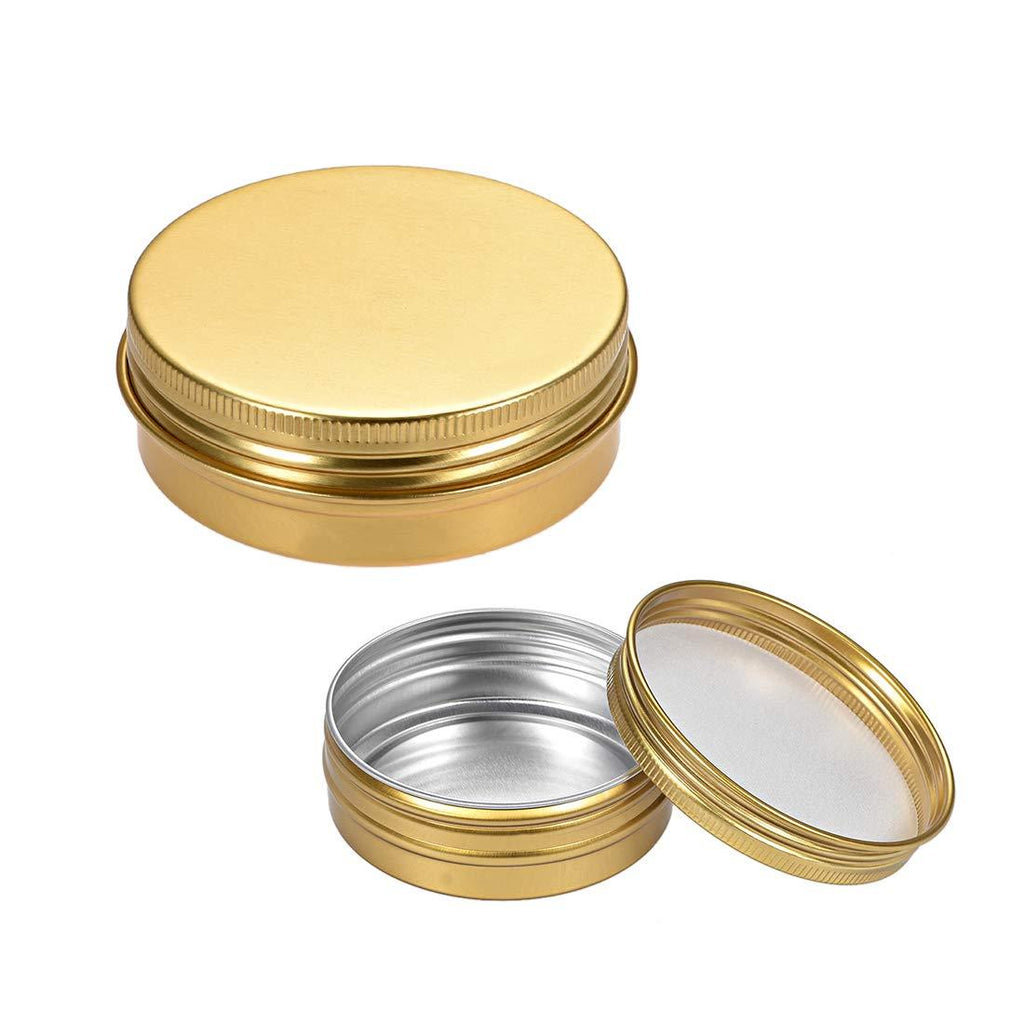  [AUSTRALIA] - uxcell 2oz Round Aluminum Cans Tin Screw Top Metal Lid Containers Gold Tone 60ml 10pcs
