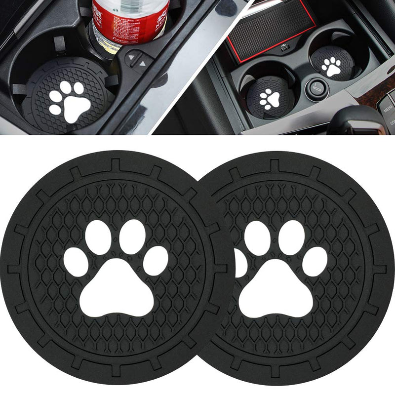  [AUSTRALIA] - BukNikis Cup Holder Coasters-Car Interior Accessories 2.75 inch Silicone Anti Slip Dog Paw Car Coaster for Jeep Audi BMW Ford Mustang Cadillac Dodge Toyota-Universal (Pack of 2)