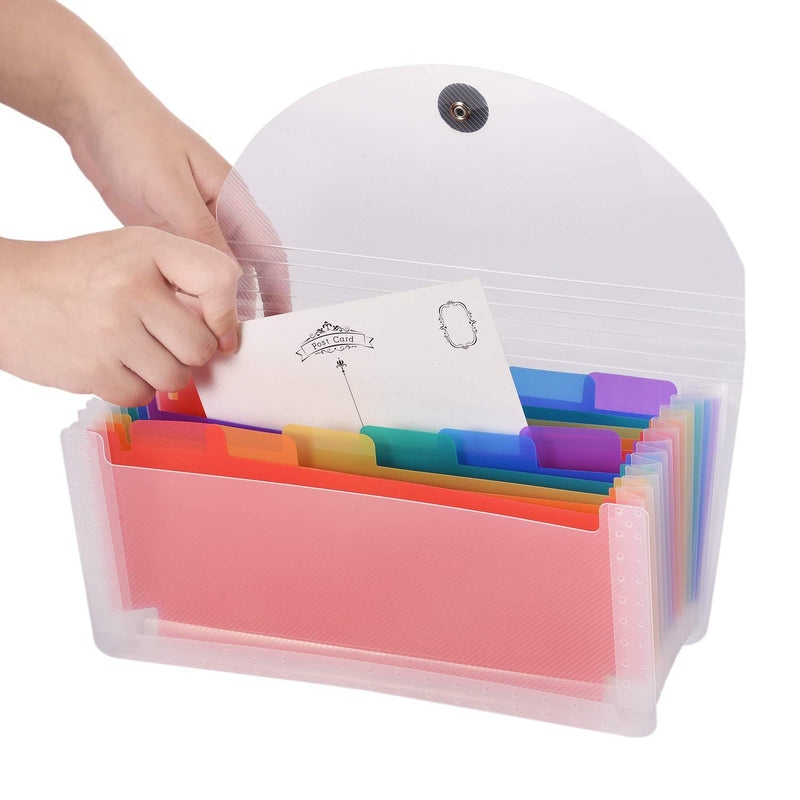  [AUSTRALIA] - Expanding Portable Hand-Held Accordion File Folder File Organizer Wallet for Cards Coupons Receipt Tax Item or Changes, 10.32X5.31 inches, 13 Pockets Color