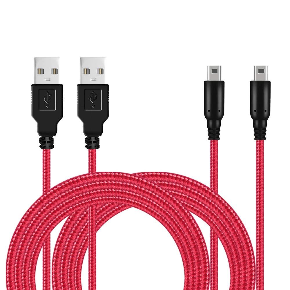 2 Pack 5ft 3DS/ 2DS USB Charger Cable, Nylon Braided Power Charging Cord Cable Compatible with Nintendo New 3DS XL/New 3DS/ 3DS XL/ 3DS/ New 2DS XL/New 2DS/ 2DS XL/ 2DS/ DSi/DSi XL Red - LeoForward Australia
