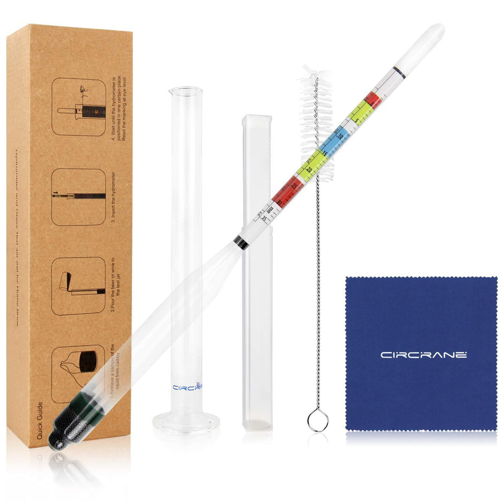 Circrane Hydrometer & Glass Test Jar Set, Triple Scale Alcohol Hydrometer with Glass Cylinder for Brew Beer, Wine, Mead and Kombucha, ABV, Brix and Gravity Test Kit, Home Brewing Supplies - LeoForward Australia