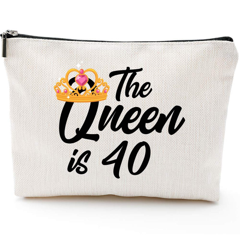 🎁Queen is 40,40th Birthday Gifts for Women boss wife mother daughter Makeup Bag, Milestone Birthday Gift for Her, Presents for Turning Forty and Fabulous - LeoForward Australia