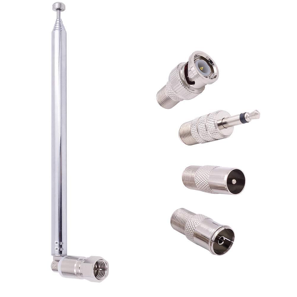 Fancasee FM Antenna Telescopic 75 Ohm Screw F Male Plug Antenna with PAL BNC 3.5mm Jack Connector Adapter FM Radio Antenna for AV Stereo Receiver Home Theater Amplifier System Indoor Outdoor - LeoForward Australia
