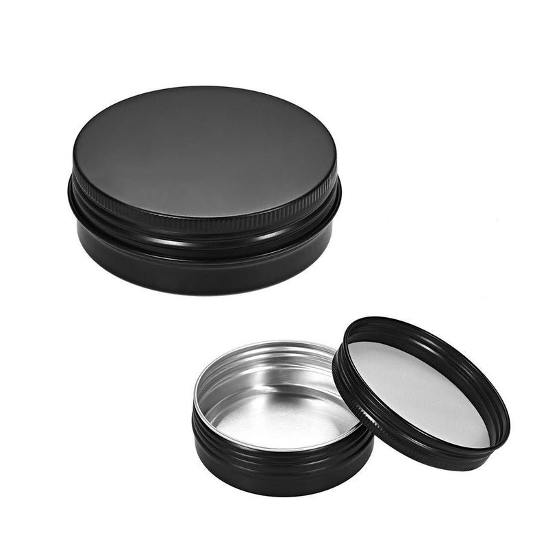  [AUSTRALIA] - uxcell 2 oz Round Aluminum Cans Tin Can Screw Top Metal Lid Containers for Crafts, Cosmetic, Candies Black 60ml 10pcs