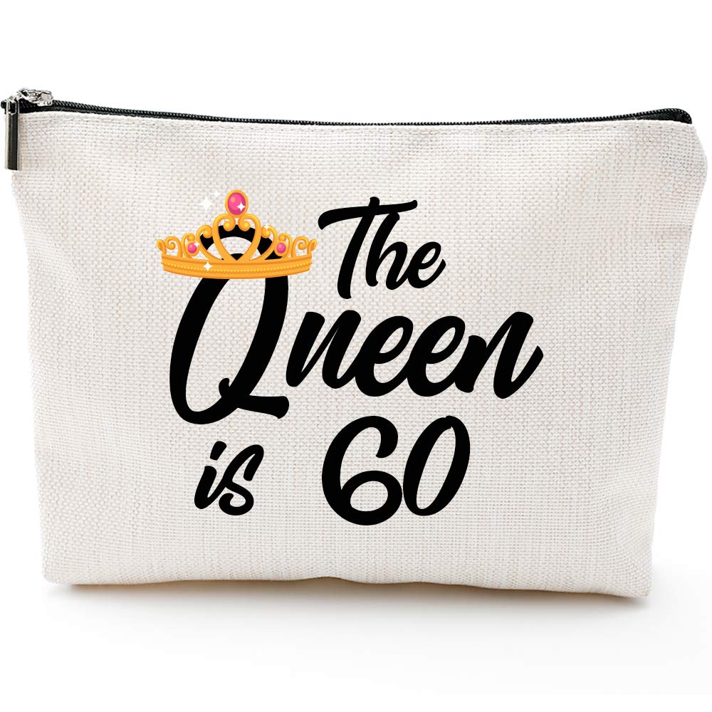 🎁Queen is 60,60th Birthday Gifts for Women boss wife mother daughter Makeup Bag, Milestone Birthday Gift for Her, Presents for Turning Sixty and Fabulous - LeoForward Australia