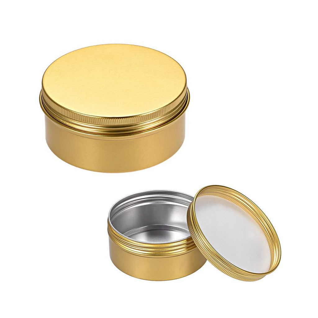  [AUSTRALIA] - uxcell 5oz Round Aluminum Cans Tin Screw Top Metal Lid Containers Gold Tone 150ml 3pcs
