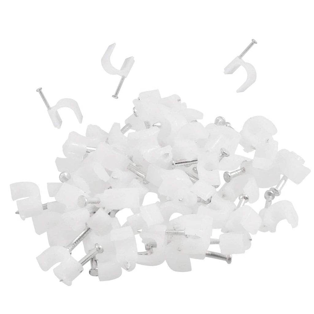  [AUSTRALIA] - 100PCS- 25mm Diameter Cable Clip - PVC Material - White - with Nails - Durable, Helps Organize coaxial Cable, Ethernet, Other Power Cords.（25mm）