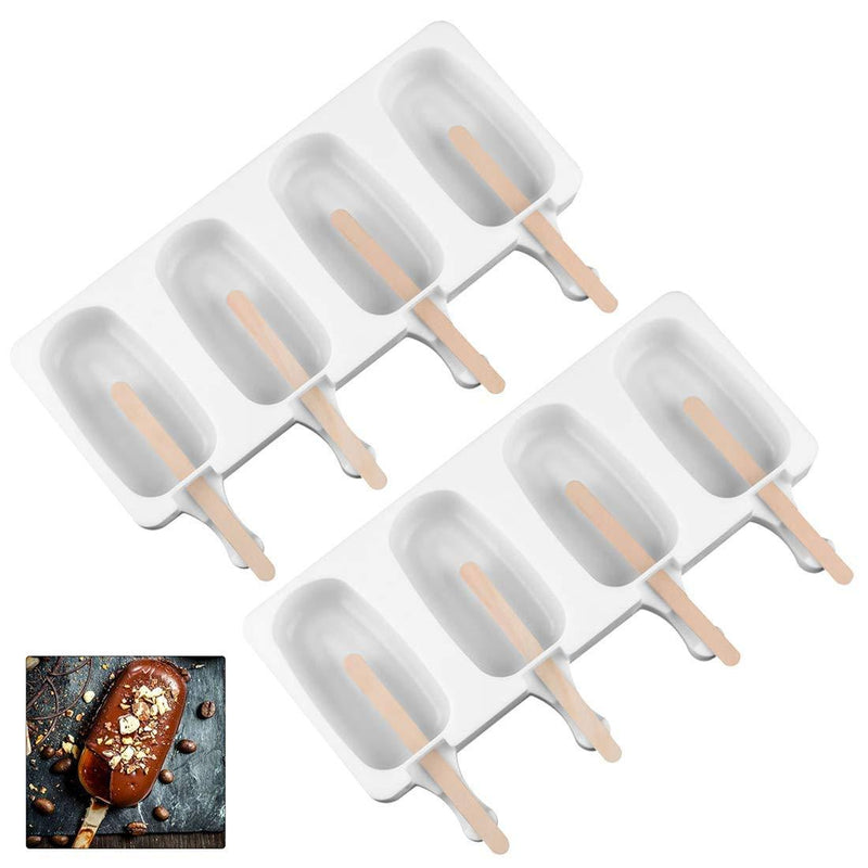  [AUSTRALIA] - 2 pieces ice cream mold popsicle mold, silicone simple cream ice cream mold cake mold homemade popsicle, with wooden stick, suitable for DIY ice cream