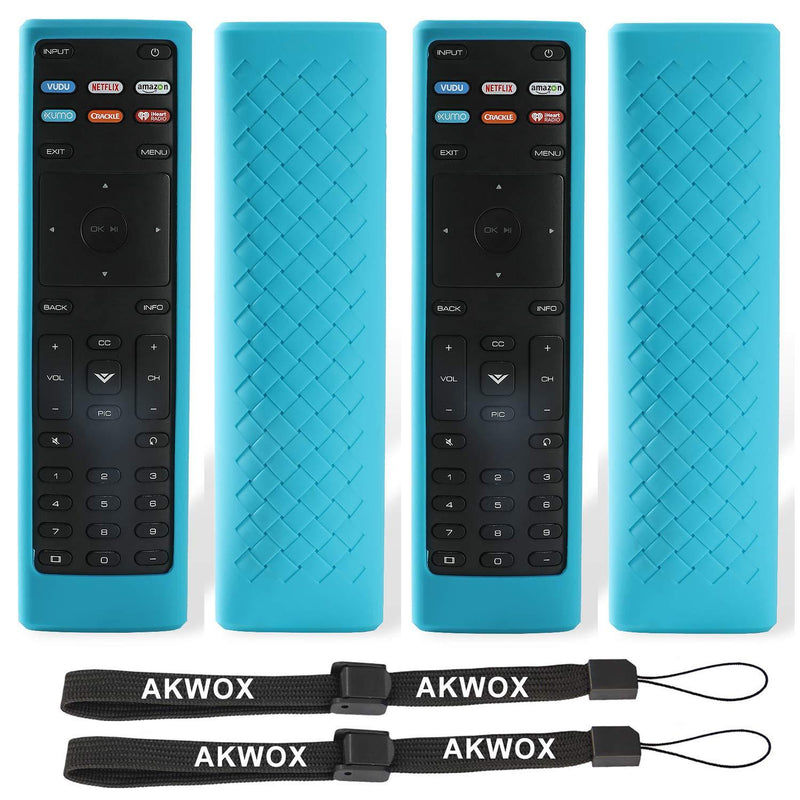 [2-Pack] Remote Case for Vizio XRT136 Remote, Akwox [Anti Slip] Shock Proof Silicone Cover Case for Vizio XRT136 Remote Controller with Lanyard (Blue) Blue - LeoForward Australia