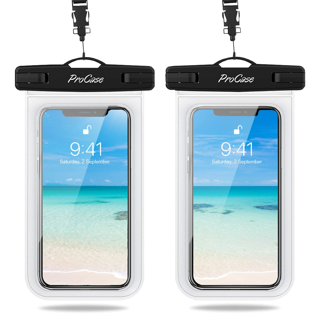  [AUSTRALIA] - ProCase Waterproof Phone Pouch 2 Pack, Universal Cellphone Waterproof Underwater Case Dry Bag for iPhone 13 Pro Max 13 Mini 12 Pro Max 11 Pro Xs XR X 8 7 6S, Galaxy S20 S10 Pixel up to 7" -Clear