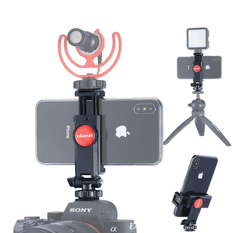 ST-06 Camera Hot Shoe Phone Tripod Mount Adapter 360 Rotation Phone Holder with Cold Shoe for Mic Light Stand Compatible with Canon Nikon Sony DSLR for DJI Ronin SC Gimbal Stabilizer - LeoForward Australia