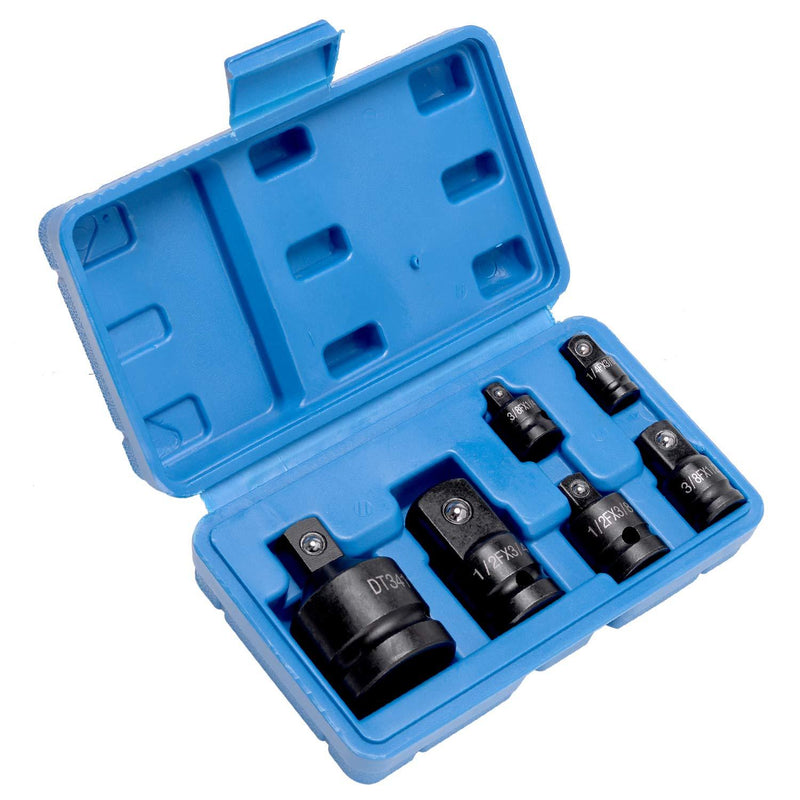  [AUSTRALIA] - HELAKLS 1/4 3/8 1/2 3/4 Inch Drive, 6-Piece Female To Male Air Impact Adapter and Reducer Socket Set, Cr-Mo Steel, Ball Detent, Tapered Square End Hand Tools For Men With Case